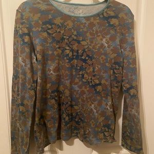 J.Jill long sleeve, satin trimmed tee. M